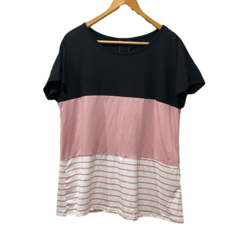 Super soft Striped Tri Colored Shirt with Lace Back